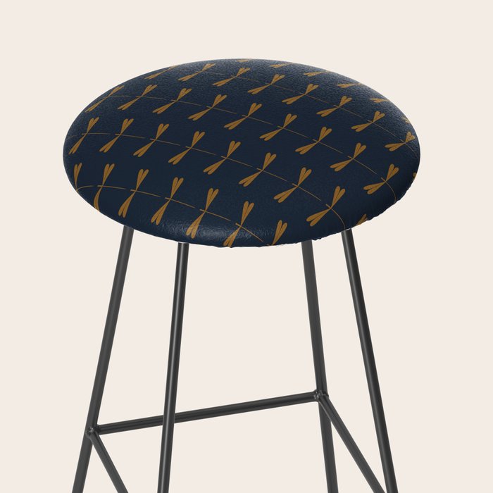 Dragonfly Pattern II Dark Blue Stool Gallery Image 2