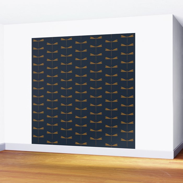 Dragonfly Pattern II Dark Blue Wall Mural Gallery Image 2
