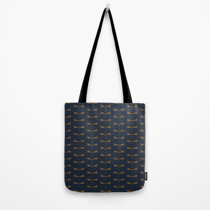 Dragonfly Pattern II Dark Blue Tote Bag Gallery Image 2