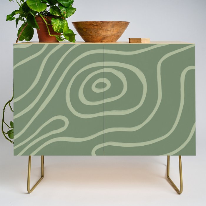 Topographic Map / Grayish Green Credenza Gallery Image 1