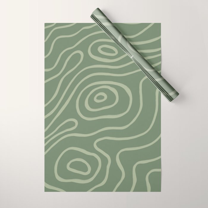 Topographic Map / Grayish Green Wrapping Paper Gallery Image 1