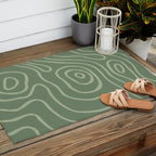 Topographic Map / Grayish Green Outdoor Rug Gallery Image 2