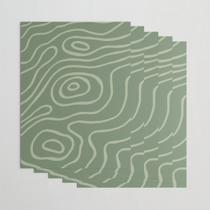 Topographic Map / Grayish Green Wrapping Paper Gallery Image 3