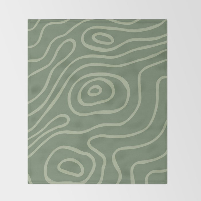 Topographic Map / Grayish Green Throw Blanket Gallery Image 2