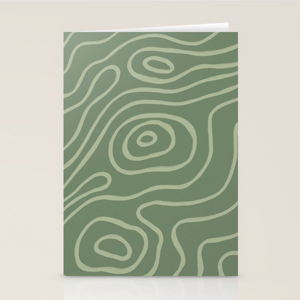 Topographic Map / Grayish Green Stationery Card Gallery Image 2