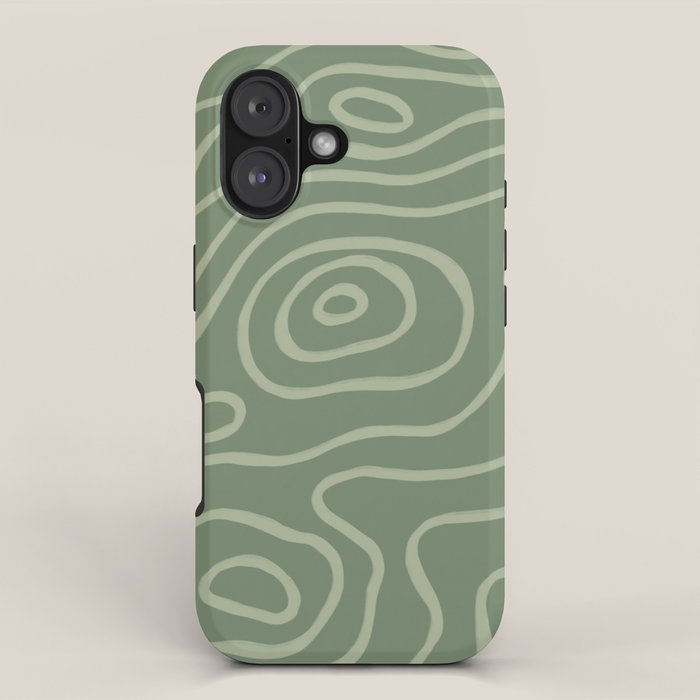 Topographic Map / Grayish Green iPhone Case Gallery Image 1