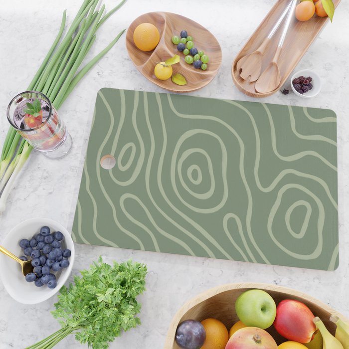 Topographic Map / Grayish Green Cutting Board Gallery Image 2