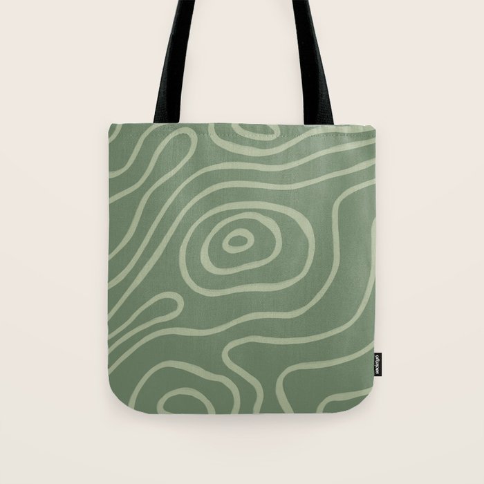 Topographic Map / Grayish Green Tote Bag Gallery Image 1