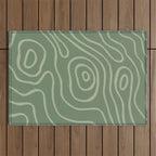 Topographic Map / Grayish Green Outdoor Rug Gallery Image 1