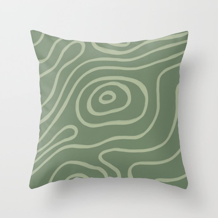 Topographic Map / Grayish Green Throw Pillow Gallery Image 6