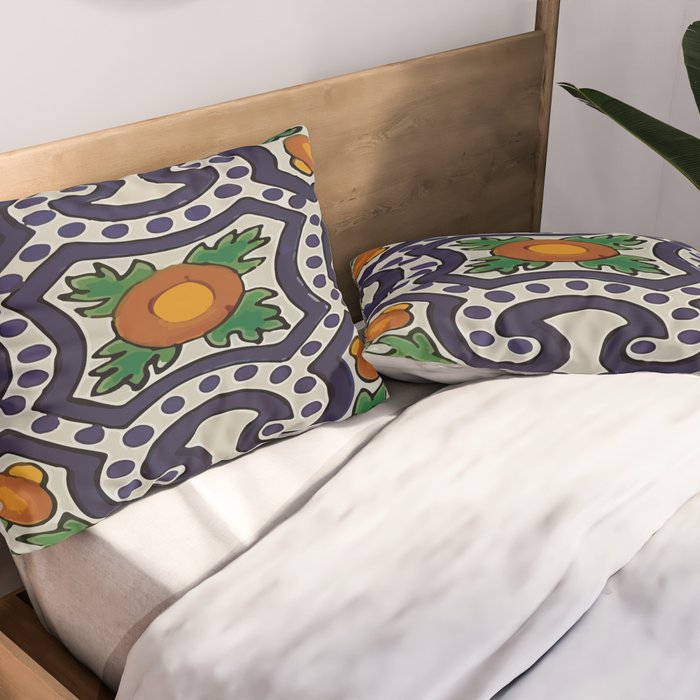 Oranges talavera tile abstract pattern modern decoration Pillow Sham Gallery Image 2