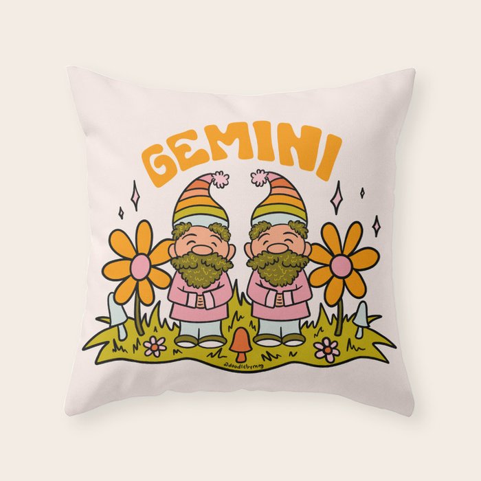 Gemini Gnome Throw Pillow Gallery Image 1