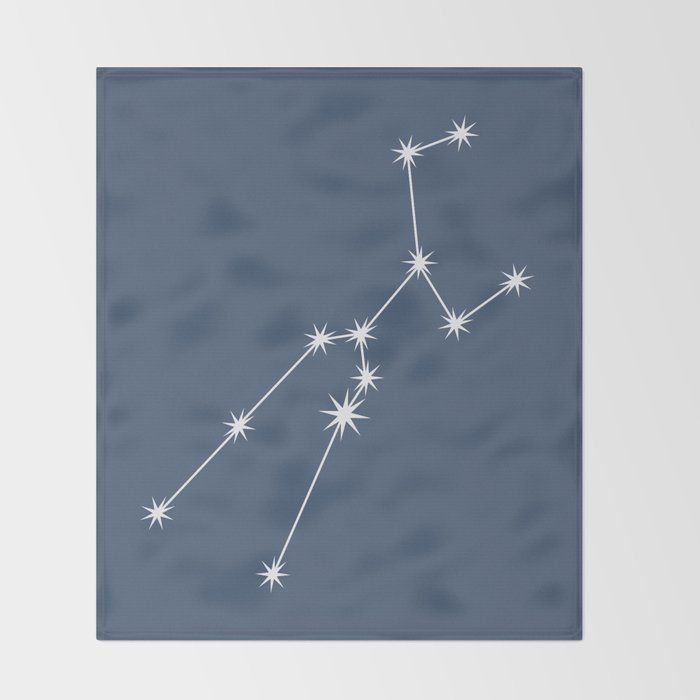 Taurus Zodiac Star Constellation Line Art Neutral Blue Throw Blanket Gallery Image 2