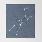 Taurus Zodiac Star Constellation Line Art Neutral Blue Throw Blanket Gallery Image 2