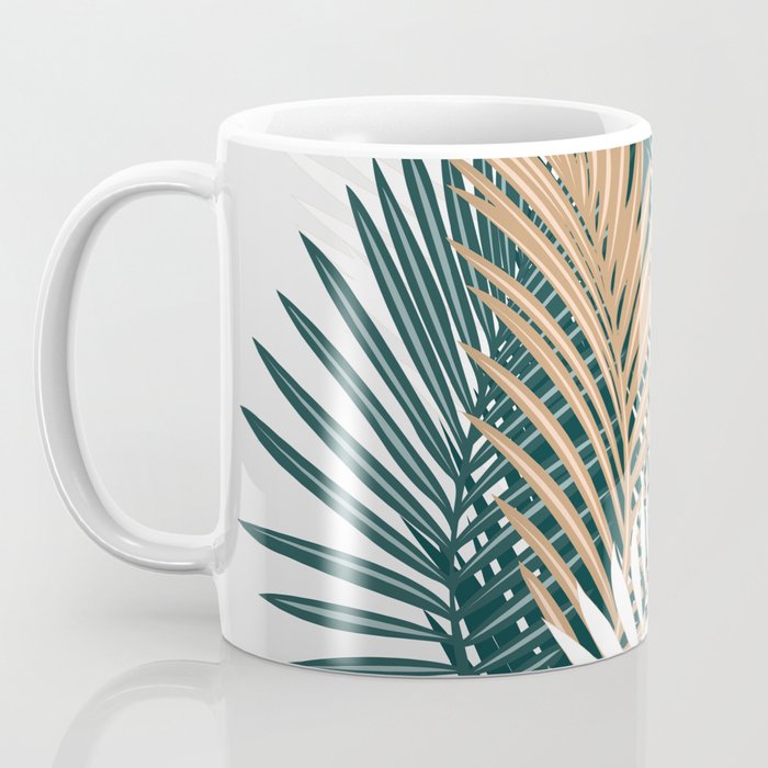 Gold and Green Palm Leaves Coffee Mug Gallery Image 3