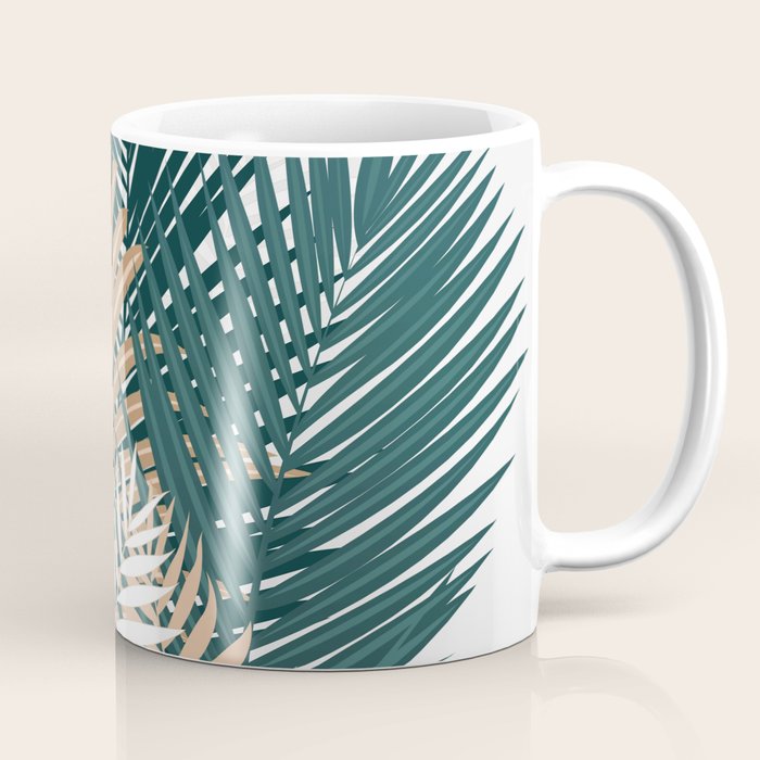 Gold and Green Palm Leaves Coffee Mug Gallery Image 1