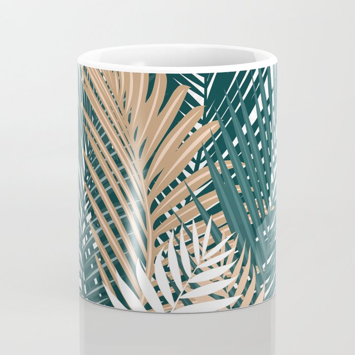 Gold and Green Palm Leaves Coffee Mug Gallery Image 4