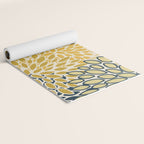 Floral Prints, Abstract Art, Navy Blue and Mustard Yellow, Yoga Mat Gallery Image 2
