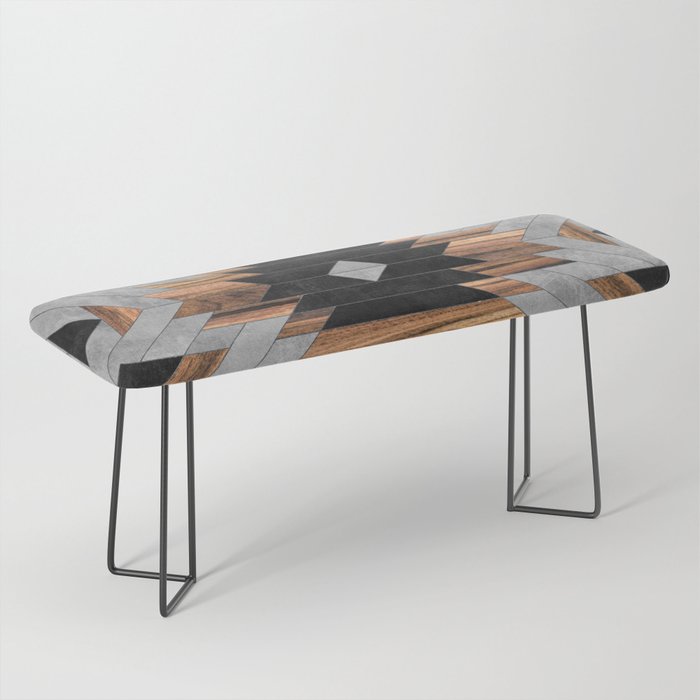 Urban Tribal Pattern No.6 - Aztec - Concrete and Wood Bench Gallery Image 1