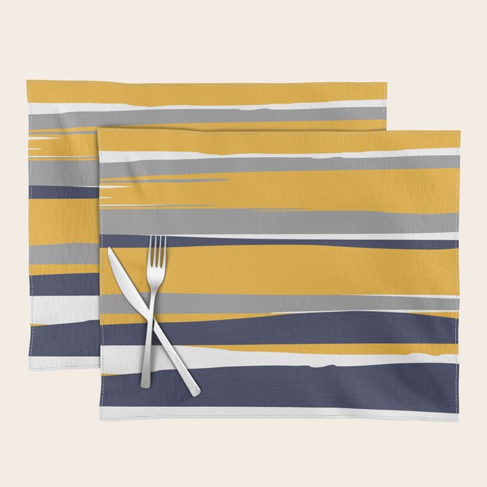 Stripes Abstract, Yellow, Grey, Navy Placemat Gallery Image 1