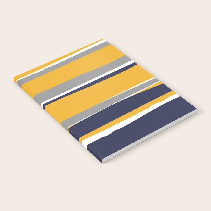 Stripes Abstract, Yellow, Grey, Navy Notebook Gallery Image 2