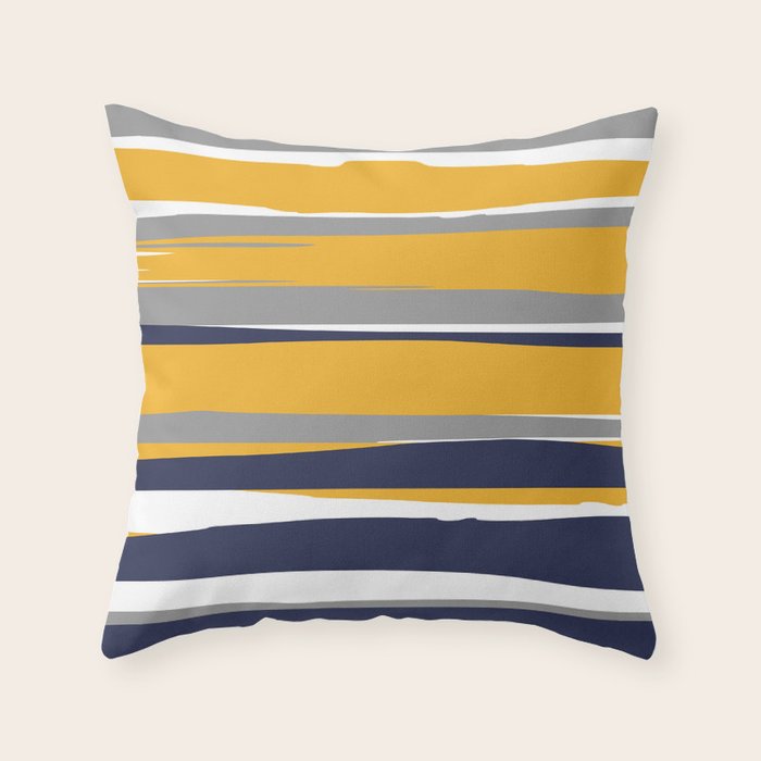 Stripes Abstract, Yellow, Grey, Navy Throw Pillow Gallery Image 6