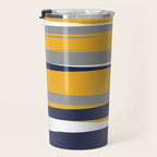 Stripes Abstract, Yellow, Grey, Navy Travel Mug Gallery Image 3