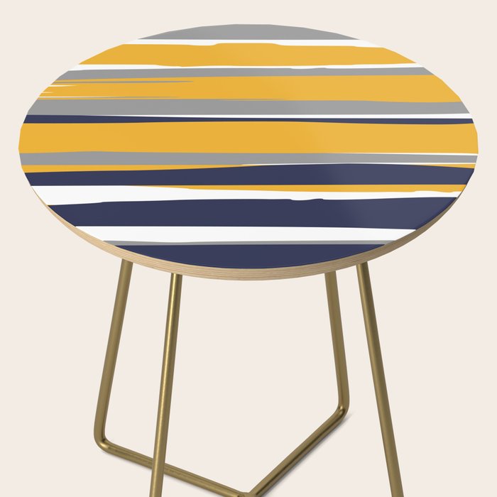 Stripes Abstract, Yellow, Grey, Navy Side Table Gallery Image 2