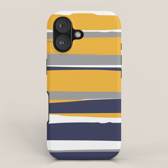 Stripes Abstract, Yellow, Grey, Navy iPhone Case Gallery Image 1