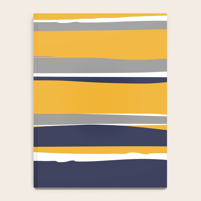 Stripes Abstract, Yellow, Grey, Navy Notebook Gallery Image 4