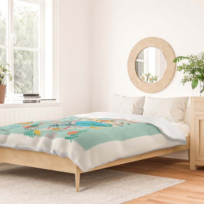 Florida State Beach Map Duvet Cover Gallery Image 2