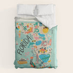 Florida State Beach Map Duvet Cover Gallery Image 6