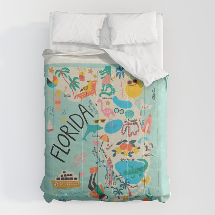 Florida State Beach Map Comforter Gallery Image 6