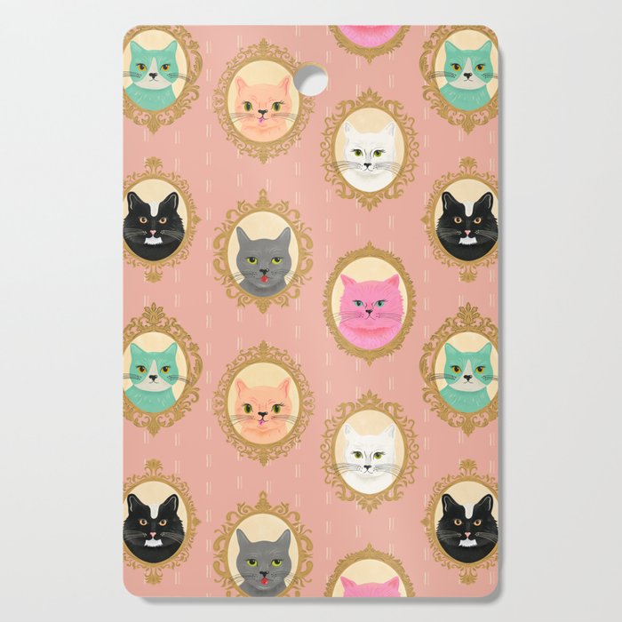 Cat Cameos - Cute Kitty Portraits Cutting Board Gallery Image 1