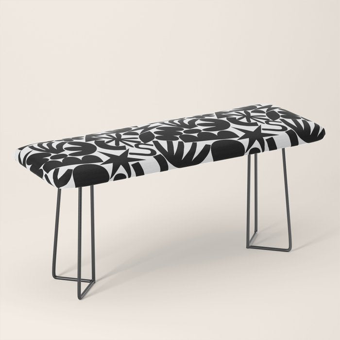 Black and white organic nature art shape pattern Bench Gallery Image 1