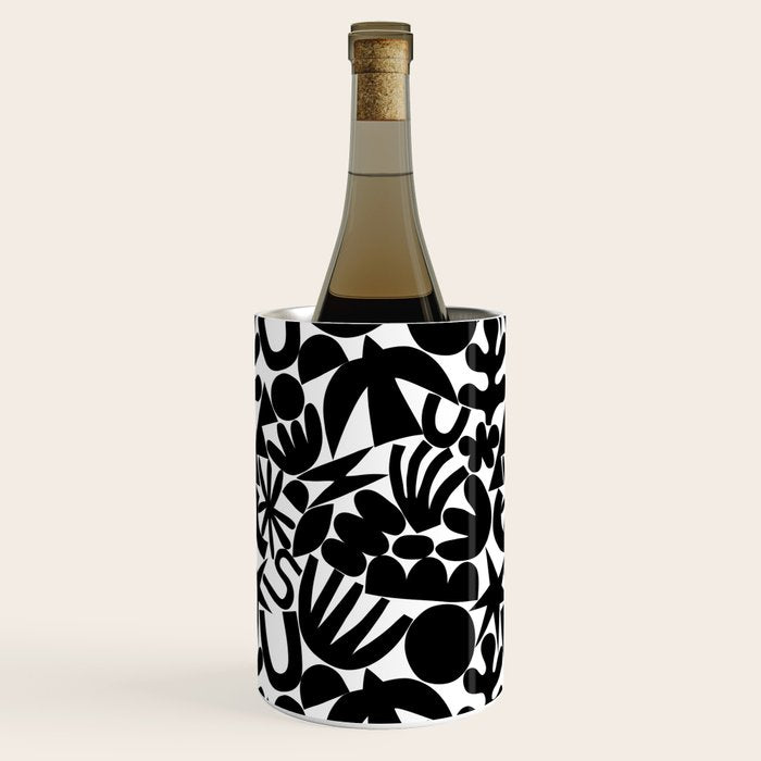 Black and white organic nature art shape pattern Wine Chiller Gallery Image 1