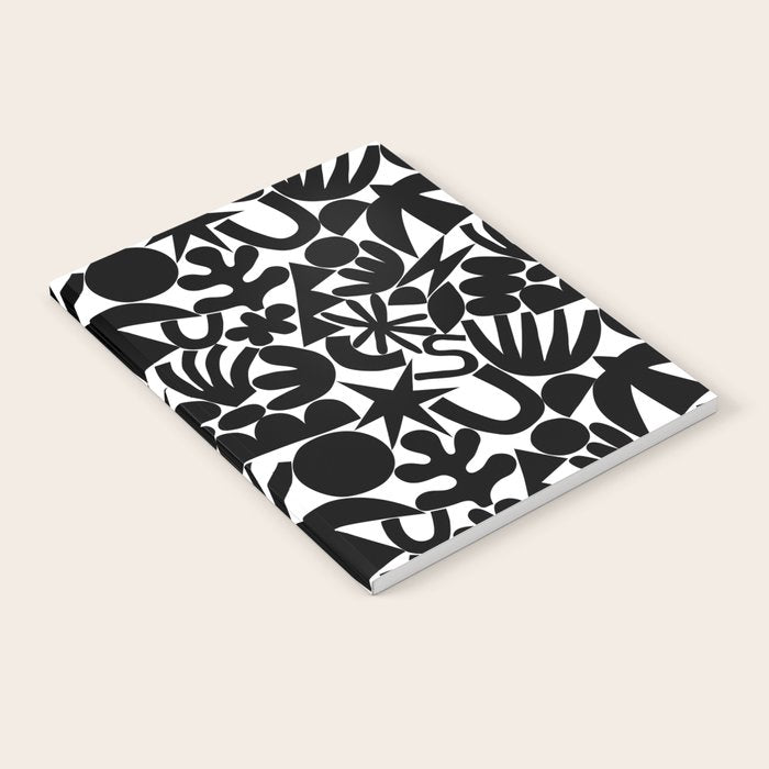 Black and white organic nature art shape pattern Notebook Gallery Image 2