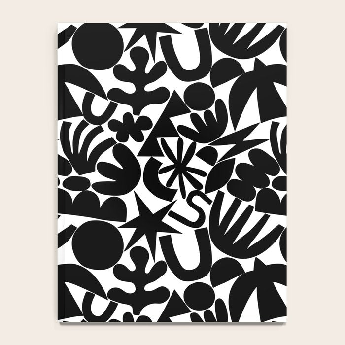 Black and white organic nature art shape pattern Notebook Gallery Image 4