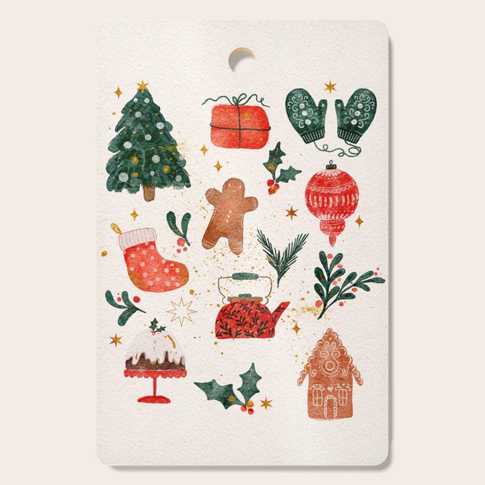 Holiday essentials illustration Cutting Board Gallery Image 1