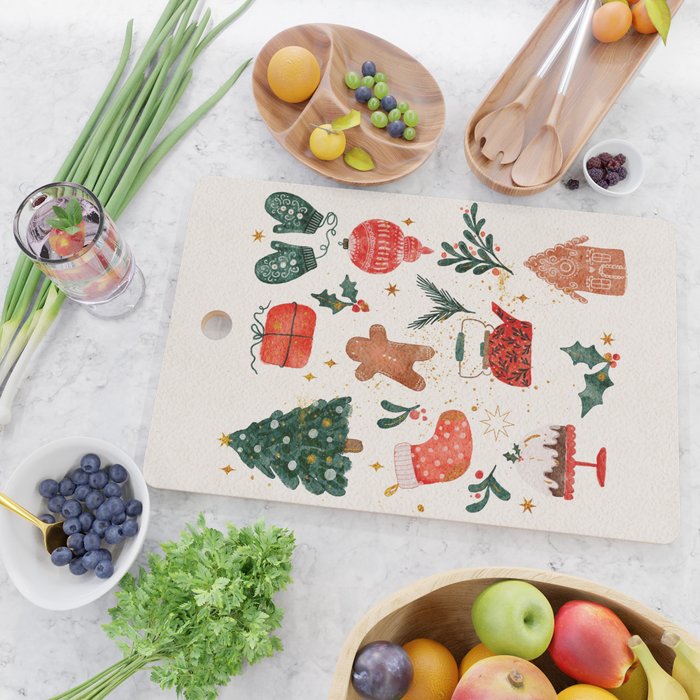 Holiday essentials illustration Cutting Board Gallery Image 2