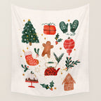 Holiday essentials illustration Wall Tapestry Gallery Image 4