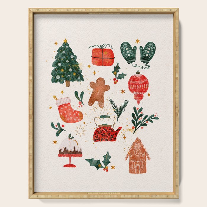 Holiday essentials illustration Serving Tray Gallery Image 1