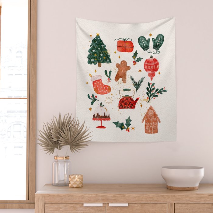 Holiday essentials illustration Wall Tapestry Gallery Image 2