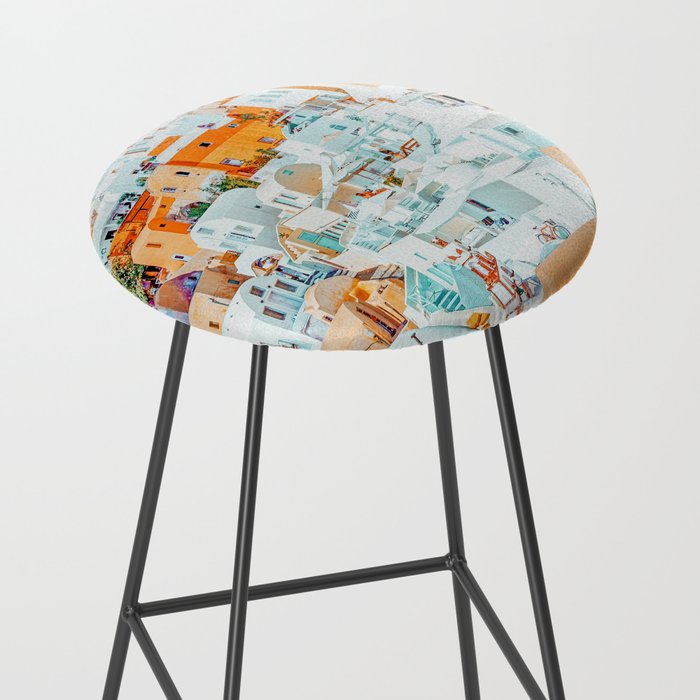 Santorini Vacay | Greece Summer Travel Architecture Buildings | Pastel Beachy Cityscape Photography Stool Gallery Image 2