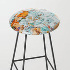 Santorini Vacay | Greece Summer Travel Architecture Buildings | Pastel Beachy Cityscape Photography Stool Gallery Image 2