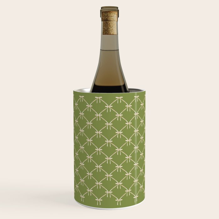 Bows & Ribbons Pattern XXIII Olive Green Wine Chiller Gallery Image 1