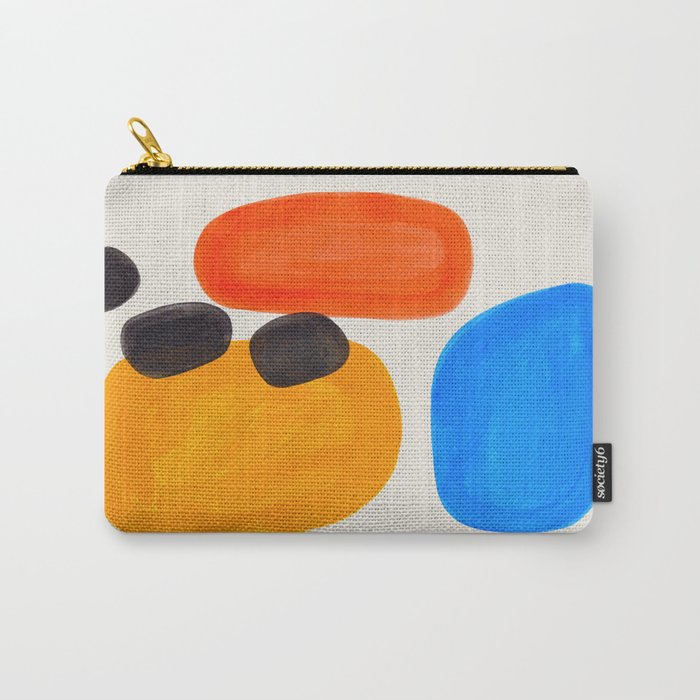 Minimalist Modern Mid Century Colorful Abstract Shapes Primary Colors Yellow Orange Blue Bubbles Carry All Pouch Gallery Image 1