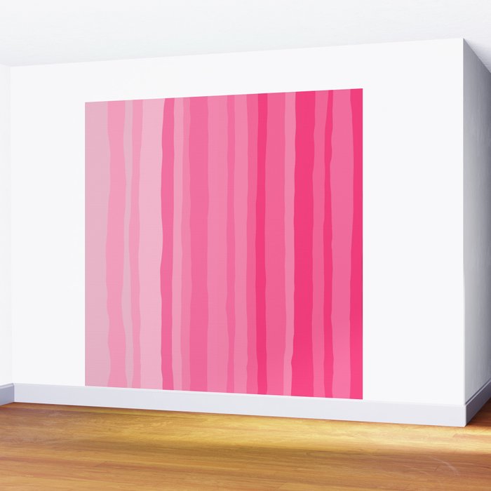 Pinkshades Serrate Stripes Irregular Vertical Stripe Pattern in Pink Tones Wall Mural Gallery Image 2
