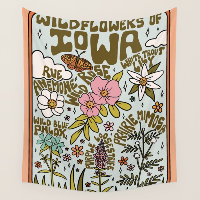 Iowa Wildflowers Wall Tapestry Gallery Image 4