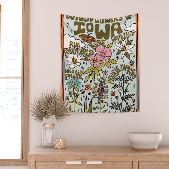 Iowa Wildflowers Wall Tapestry Gallery Image 2